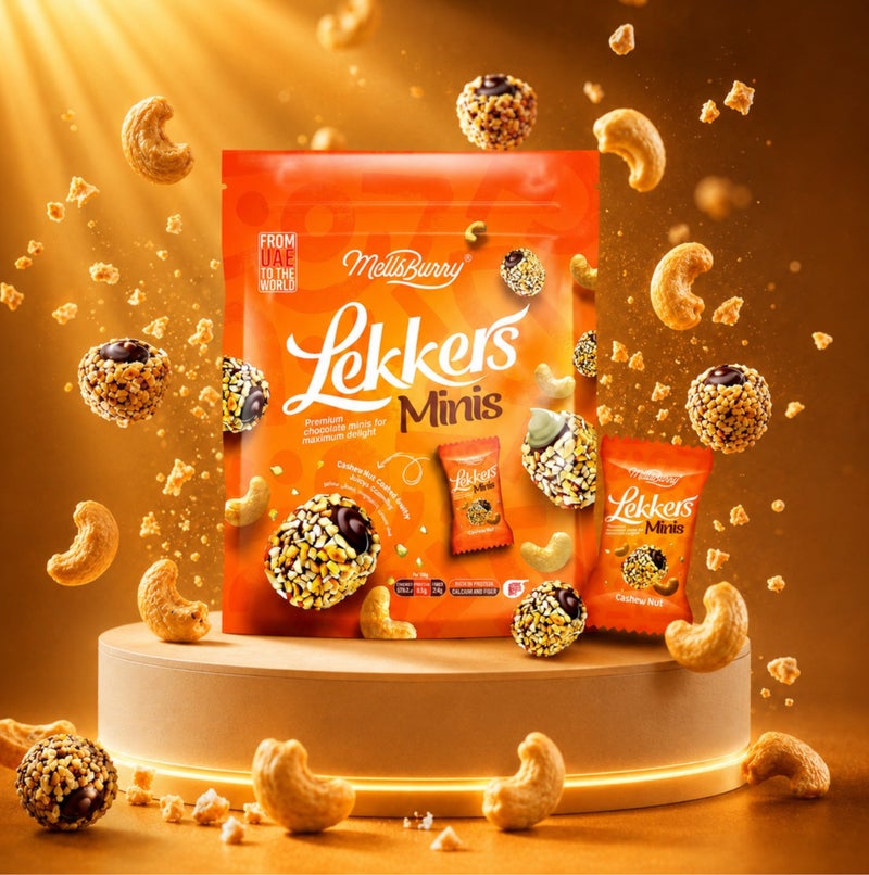 MellsBurry Lekkers Minis Cashew Nut Chocolate Bites 150g – Premium Chocolate Coated Cashew Snack, Rich in Protein, Calcium & Fibre, Assorted Mini Treats - Image 2