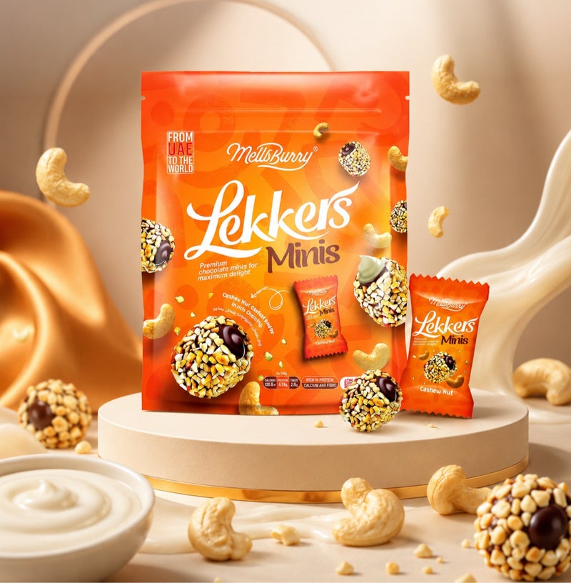 MellsBurry Lekkers Minis Cashew Nut Chocolate Bites 150g – Premium Chocolate Coated Cashew Snack, Rich in Protein, Calcium & Fibre, Assorted Mini Treats - Image 3