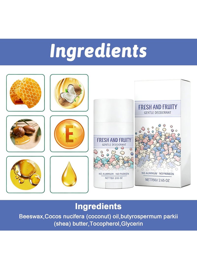 FRESH AND FRUITY GENTLE DEODORANT, Deodorant for Kids, Natural Aluminum-Free Paraben-Free 75g Kids Deodorant for Girls and Boys Safe Gentle Formula - Image 5