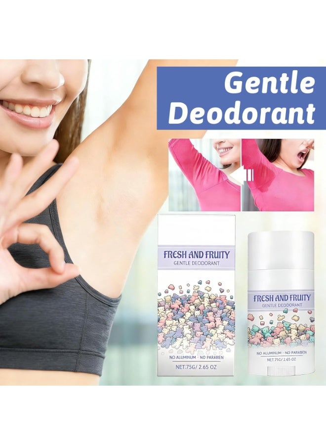 FRESH AND FRUITY GENTLE DEODORANT, Deodorant for Kids, Natural Aluminum-Free Paraben-Free 75g Kids Deodorant for Girls and Boys Safe Gentle Formula - Image 2