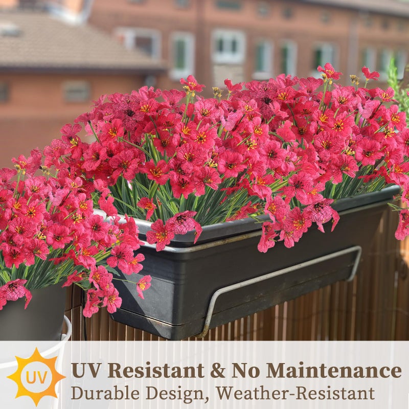 ColoPlay 24 Rose Red Bundles Artificial Flowers for Outdoors/Indoors Fake Flowers Plants for Indoor Outside Garden Porch Window Box Home Wedding Farmhouse - Image 5