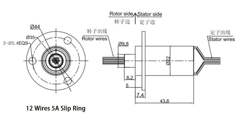 Taidacent 6 Wires12 Wires 2A 5A 10A 15A 20A 30A Slip Ring Collector Ring Rotary Electrical Contact Electrical Slip Ring Joint Rotary Connector (12 Wires 5A) - Image 2