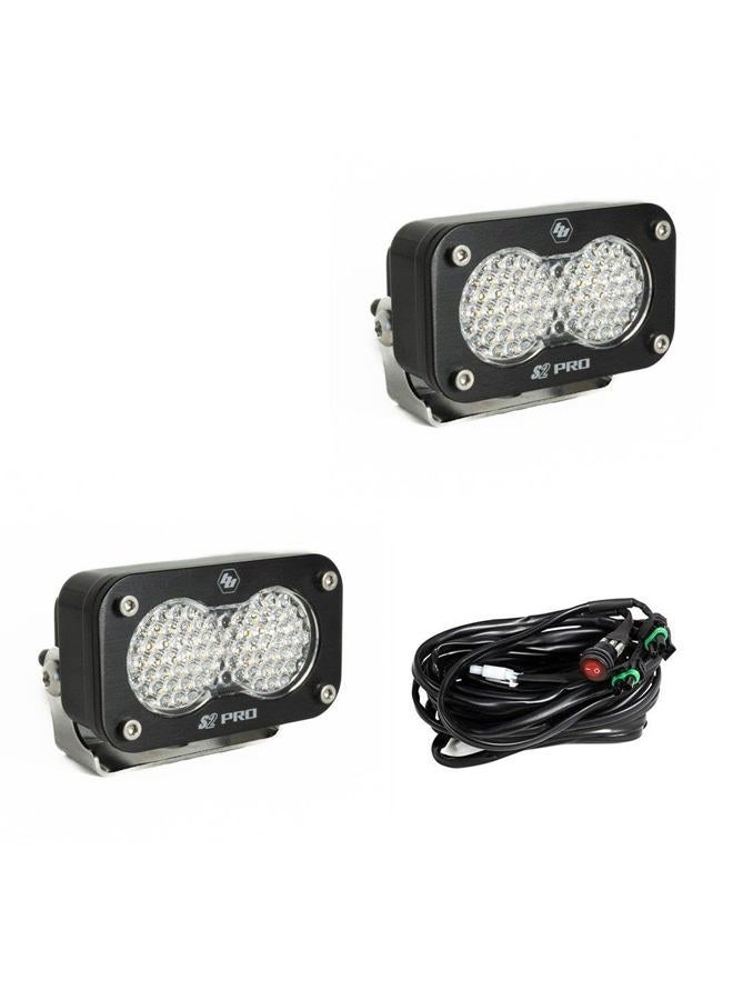 S2 Pro Black LED Auxiliary Light Pod Pair (Work/Scene; Clear)
