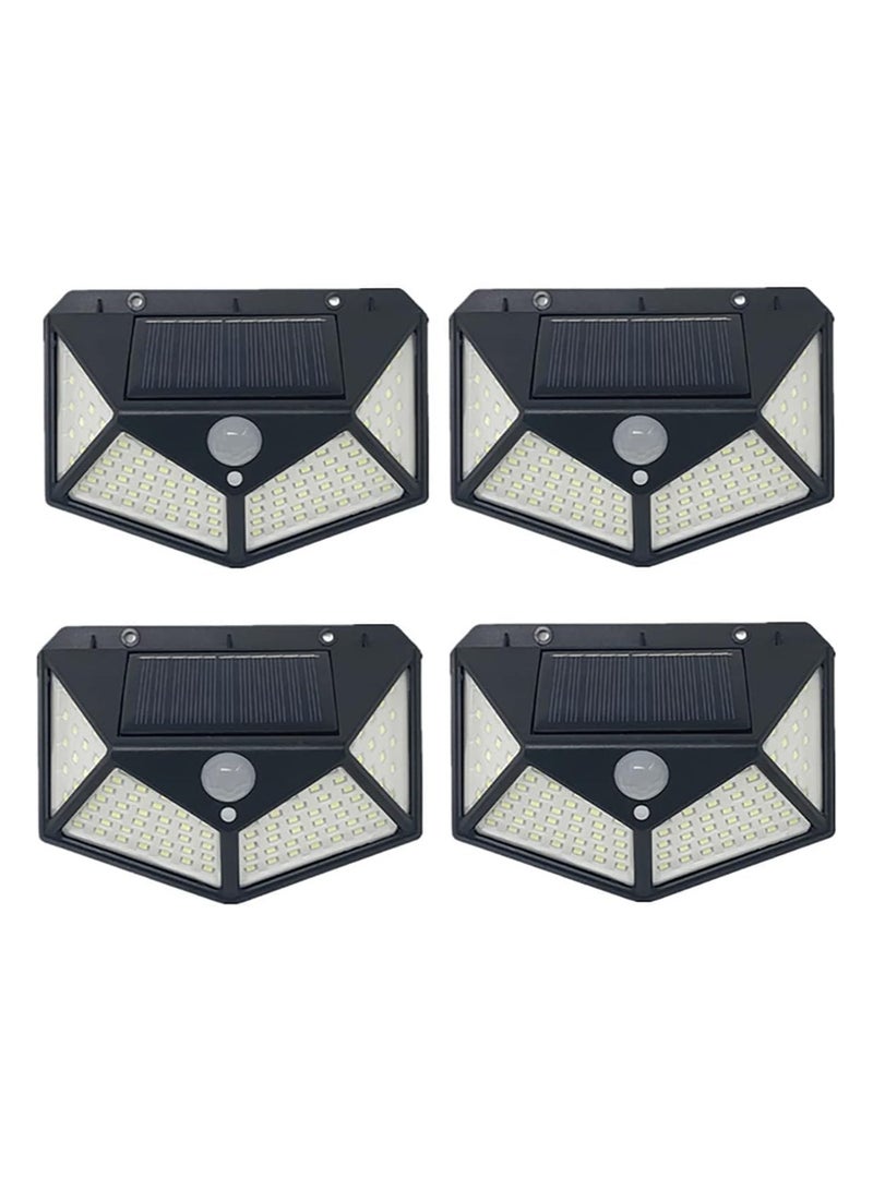 Garden Solar Lights with 100LED and 3 Modes, IP65 Waterproof Outdoor Light with 270° Lighting and Motion Sensor for Backyard, Fence, Patio Front Door (4 Packs)