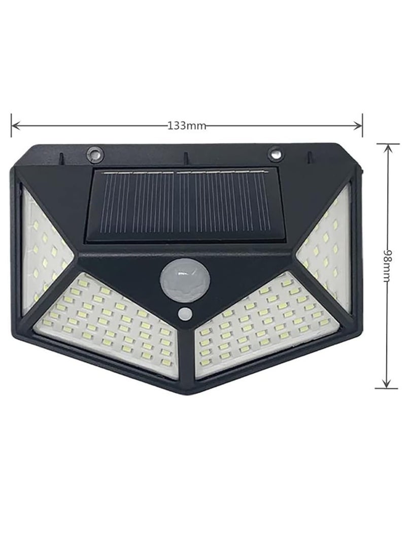 Garden Solar Lights with 100LED and 3 Modes, IP65 Waterproof Outdoor Light with 270° Lighting and Motion Sensor for Backyard, Fence, Patio Front Door (4 Packs)