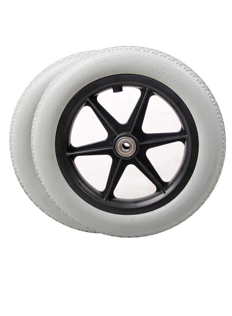 Excefore عجلات الكراسي المتحركة مقاس 12 بوصة (30 سم) عجلات خلفية يدوية مع محامل ملحقات عجلات الكراسي المتحركة البديلة العالمية - Image 1