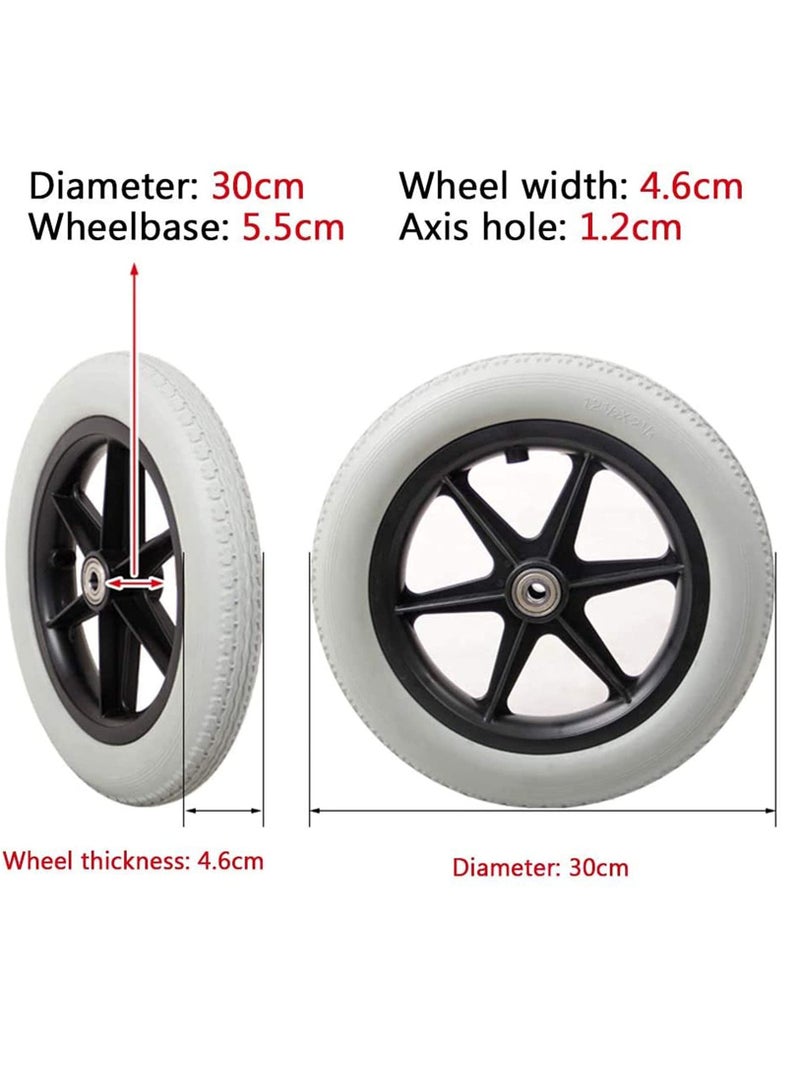 Excefore عجلات الكراسي المتحركة مقاس 12 بوصة (30 سم) عجلات خلفية يدوية مع محامل ملحقات عجلات الكراسي المتحركة البديلة العالمية - Image 3