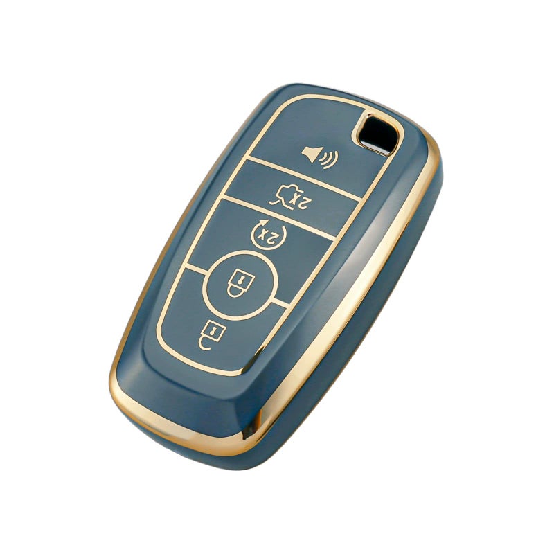 غطاء مفتاح OFFCURVE لسيارات فورد، غلاف TPU Premium كامل الحماية متوافق مع فورد فيوجن، إكسبلورر، إيسكايب، F150، F250، F350، F450، F550، إكسبيديشن، مفتاح ذكي 5 أزرار باللون الأزرق