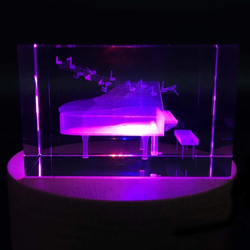 XINDAM 3D Piano Paperweight Laser Etched in Crystal Glass Cube for Graduation Christmas Birthday Valentine's Day - Image 5