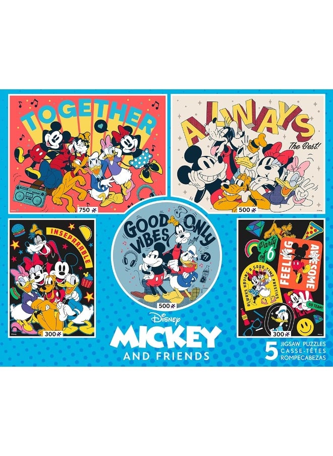 Ceaco Ceaco - 5 in 1 Multipack - Disney - Mickey and Friends - (2) 300 Piece, (2) 500 Piece, (1) 750 Piece Jigsaw Puzzles  - Image 5