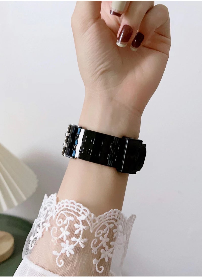 Generic - Compatible with Apple Watch Band 41mm 40mm 38mm for Women and Men, Clear Design Silicone Wristband Strap for iWatch Series 9/8/7/6/5/4/3/2/1/SE 2/1 Black - Image 1