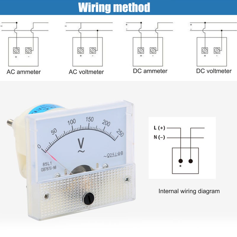 85L1 AC 0250V HighAccuracy Pointer Voltmeter Voltage Meter Mounted Voltage Measuring Instrument - Image 2