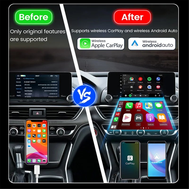 محول CarPlay اللاسلكي ومحول Android Auto اللاسلكي 2 في 1 - وجهة إتصال لاسلكية سريعة وسهلة التوصيل والتشغيل للسيارات التي تعمل بنظام CarPlay السلكي أو Android Auto الأصلي، إتصال سريع - Image 3