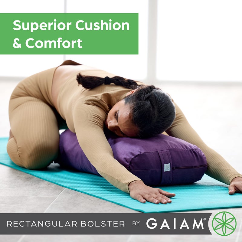 Gaiam Yoga Bolster - Long, Rectangular Meditation Pillow - Supportive Cushion for Restorative Yoga and Sitting on the Floor - Built-In Carrying Handle - Machine Washable Cover' - Image 3