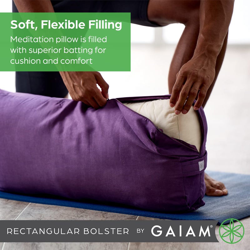 Gaiam Yoga Bolster - Long, Rectangular Meditation Pillow - Supportive Cushion for Restorative Yoga and Sitting on the Floor - Built-In Carrying Handle - Machine Washable Cover' - Image 2