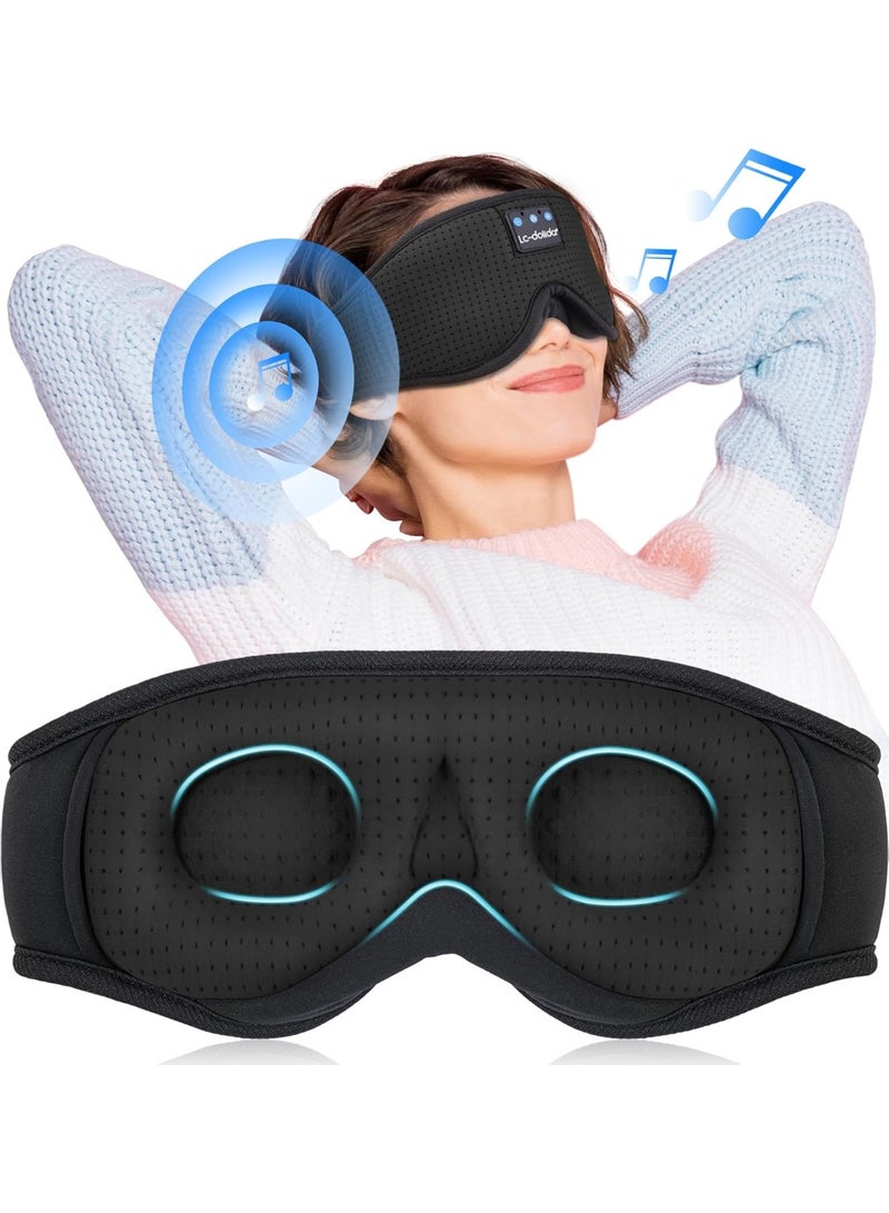 LC-dolida Sleep Mask with Bluetooth Headphones Bluetooth Sleep Mask Sleep Headphones,3D Eye Mask for Sleeping Mask Music Sleeping Headphones for Side Sleepers Meditation Gifts Gadgets for Men Women - Image 1