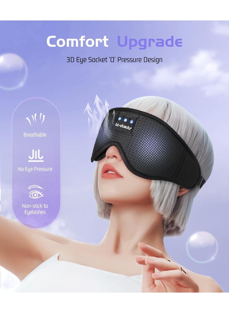 LC-dolida Sleep Mask with Bluetooth Headphones Bluetooth Sleep Mask Sleep Headphones,3D Eye Mask for Sleeping Mask Music Sleeping Headphones for Side Sleepers Meditation Gifts Gadgets for Men Women - Image 4
