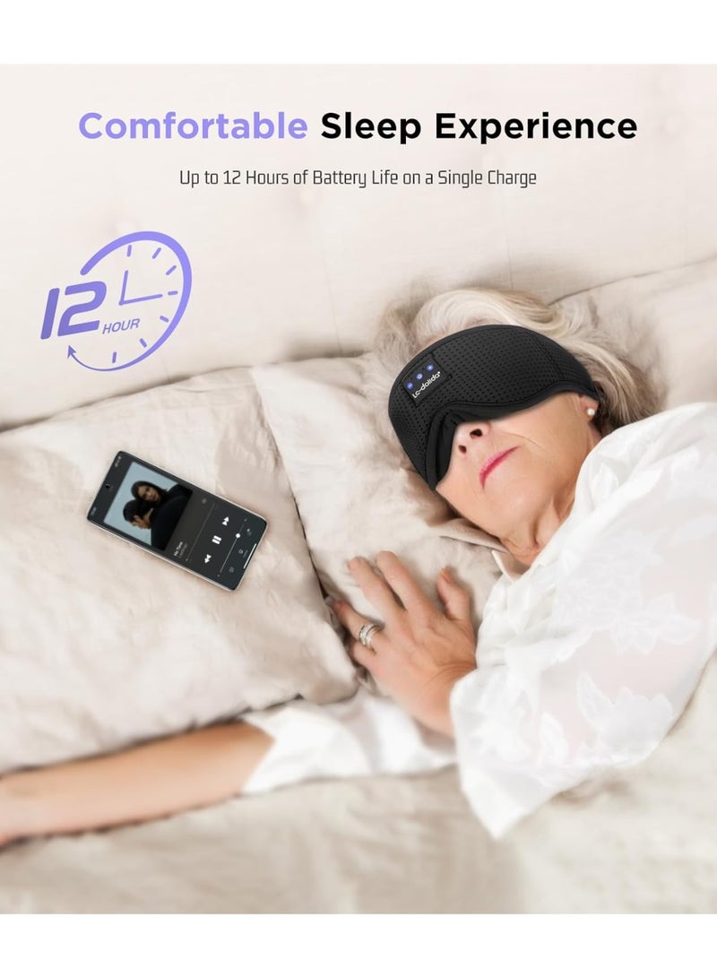 LC-dolida Sleep Mask with Bluetooth Headphones Bluetooth Sleep Mask Sleep Headphones,3D Eye Mask for Sleeping Mask Music Sleeping Headphones for Side Sleepers Meditation Gifts Gadgets for Men Women - Image 2