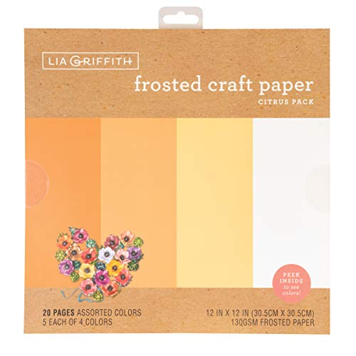 Lia Griffith Frosted Craft Paper, 12" x 12", Citrus Pack 20 Sheets - Image 1