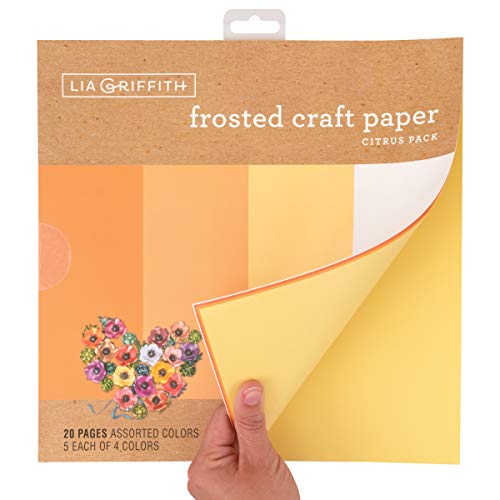 Lia Griffith Frosted Craft Paper, 12" x 12", Citrus Pack 20 Sheets - Image 3
