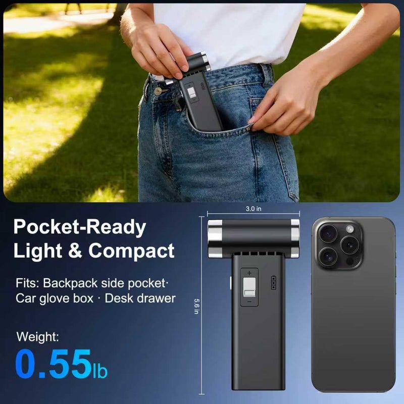 PowCube Mini Ultra-Slim Electric Compressed Air Duster, 150,000RPM Brushless Motor, Powerful Airflow for Keyboard/PC/Car, USB-C Rechargeable - Image 2