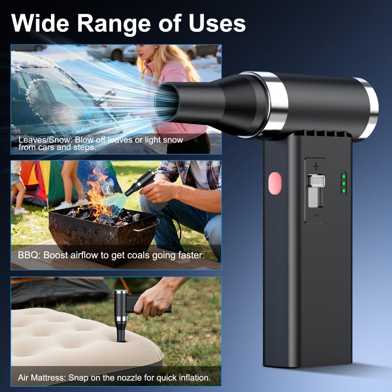 PowCube Mini Ultra-Slim Electric Compressed Air Duster, 150,000RPM Brushless Motor, Powerful Airflow for Keyboard/PC/Car, USB-C Rechargeable - Image 3