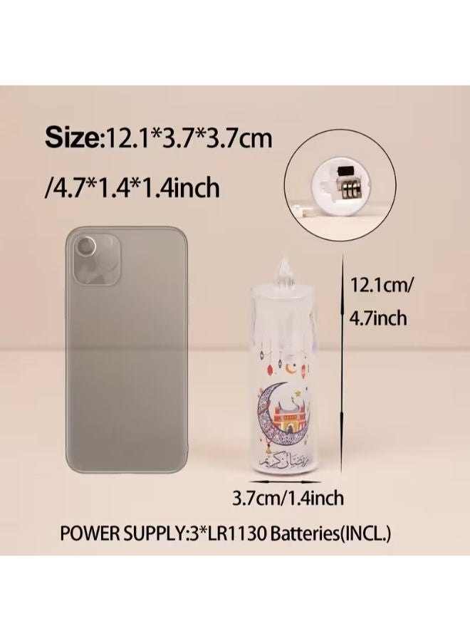 4 مصابيح شموع كريستالية LED بنقوش رمضانية - Image 3