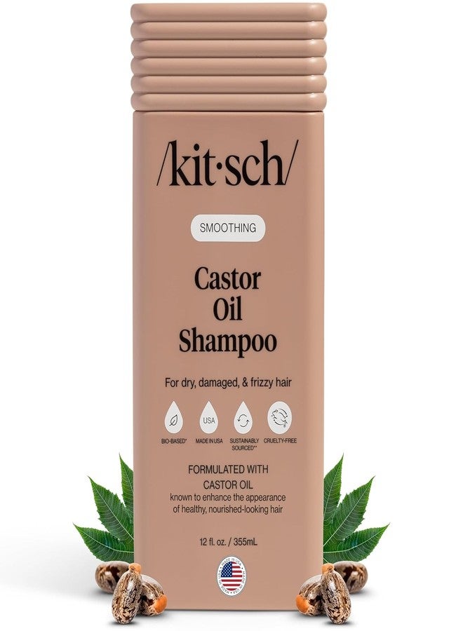 Kitsch Smoothing Castor Oil Liquid Shampoo – Nourishing Hair Shampoo for Men and Women – Smooths Dry, Damaged & Frizzy Hair – Clean, Bio-Based, Color-Safe Hair Care, Made in USA – 12 oz - Image 1