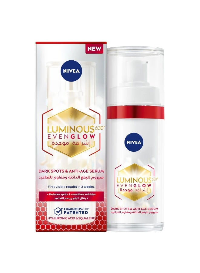 Nivea Luminous Even Glow Dark Spots And Anti Age Serum 30Ml - Image 2
