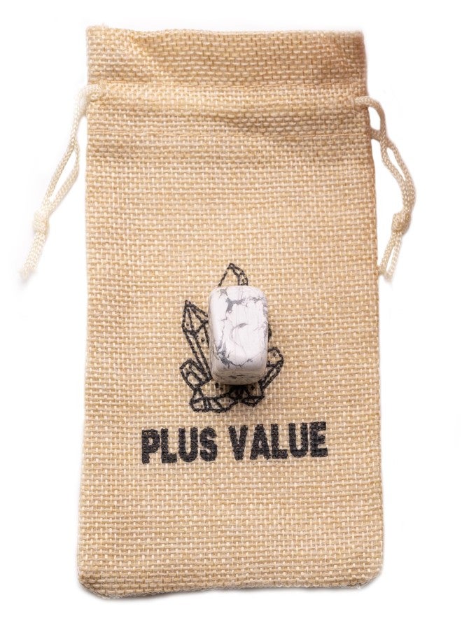 Plus Value Howlite Pocket Stone for Stress Relief, Calm Anger, Dreaming (1pc, Jute Bag) - Image 1