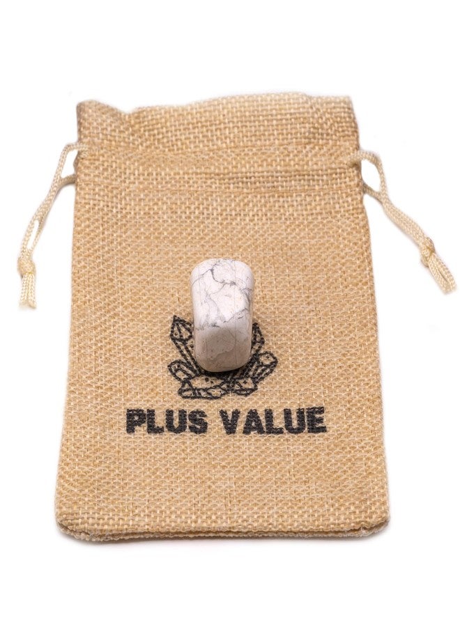 Plus Value Howlite Pocket Stone for Stress Relief, Calm Anger, Dreaming (1pc, Jute Bag) - Image 2