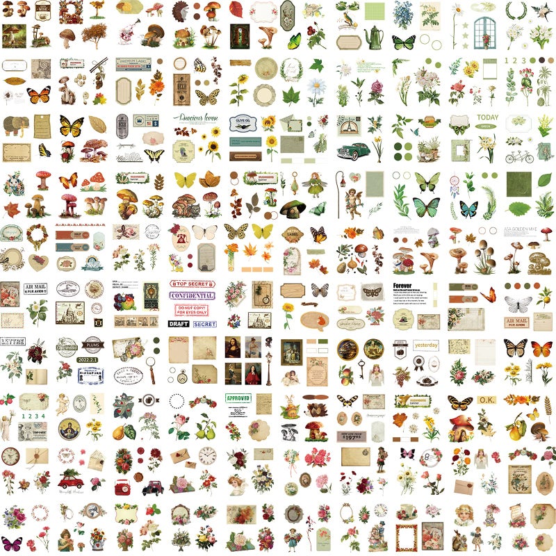 DAPUTOU 510PCS Plants Floral Scrapbook Stickers Kit Vintage Flowers Butterfly Mushroom Fall Maple Leaves Transparent Waterproof Stickers Set for Scrapbooking Supplies Aesthetic Junk JournalCraft - Image 2