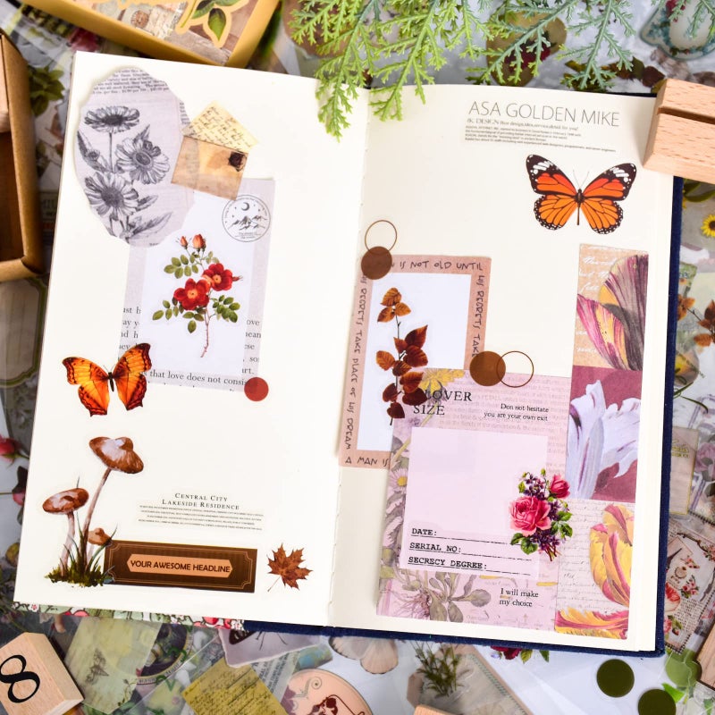 DAPUTOU 510PCS Plants Floral Scrapbook Stickers Kit Vintage Flowers Butterfly Mushroom Fall Maple Leaves Transparent Waterproof Stickers Set for Scrapbooking Supplies Aesthetic Junk JournalCraft - Image 5