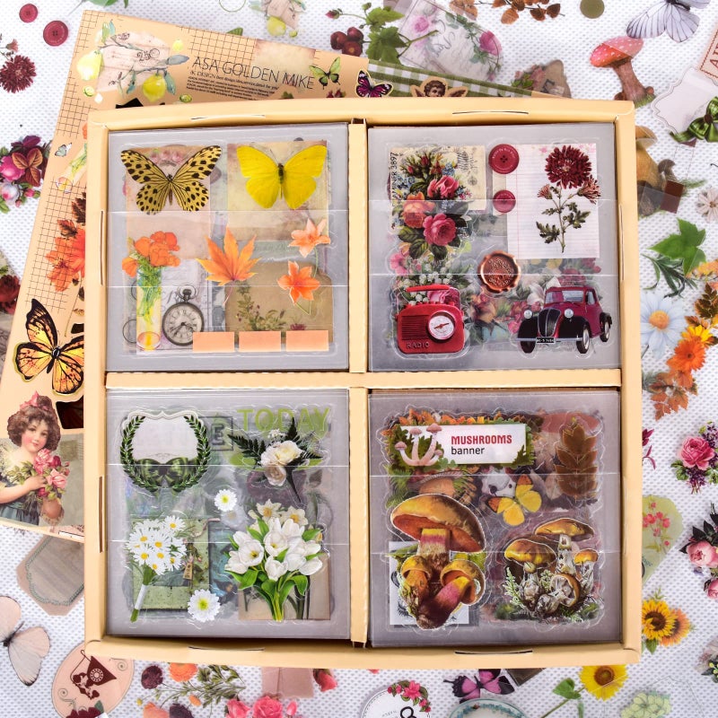 DAPUTOU 510PCS Plants Floral Scrapbook Stickers Kit Vintage Flowers Butterfly Mushroom Fall Maple Leaves Transparent Waterproof Stickers Set for Scrapbooking Supplies Aesthetic Junk JournalCraft - Image 1