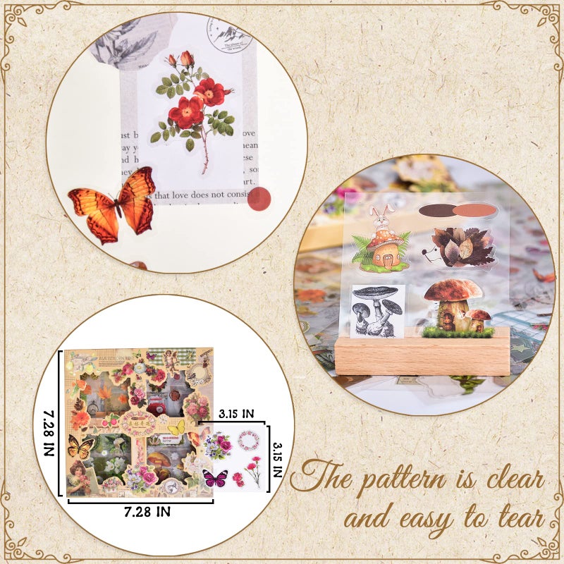 DAPUTOU 510PCS Plants Floral Scrapbook Stickers Kit Vintage Flowers Butterfly Mushroom Fall Maple Leaves Transparent Waterproof Stickers Set for Scrapbooking Supplies Aesthetic Junk JournalCraft - Image 4