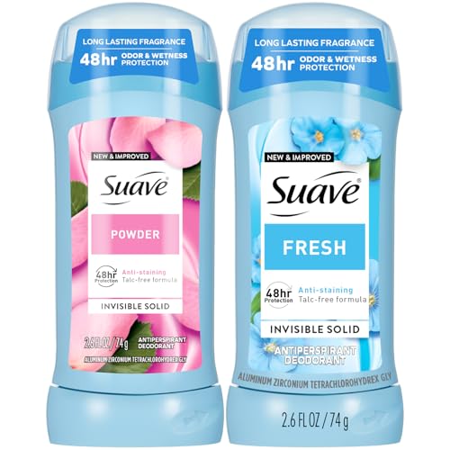 مزيل العرق سوفي للنساء برائحة البودرة الطازجة 2 عبوة خالية من البقع صلبة غير مرئية خالية من التلك 26 أونصة لكل منها
