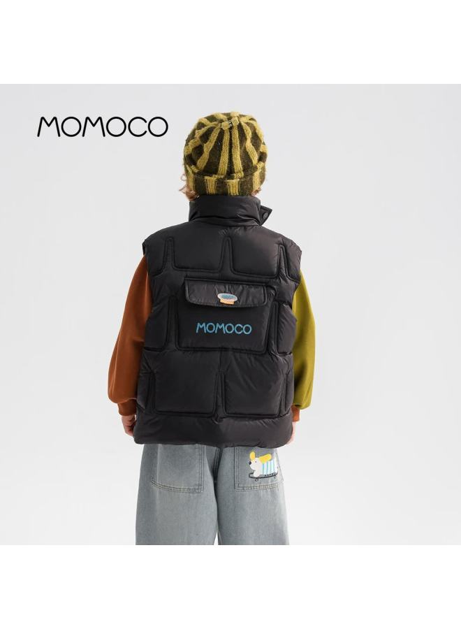 Momoco Boys Winter Thick Cotton Vest Children's Jacket Korean Style Pocket Vest Black Size 90 - Image 4