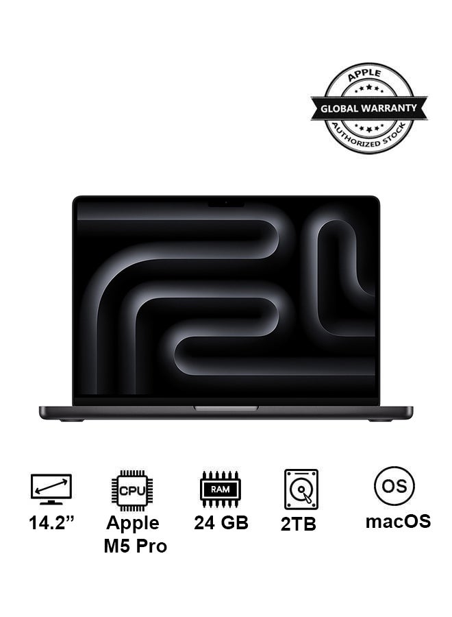 New 2026 MacBook Pro MGDT4 | 14.2 Inch Display |Apple M5 Pro Chip | 20-Core CPU 18-Core GPU | 24GB RAM | 2TB SSD | macOS | English Keyboard | International Version | Space Black