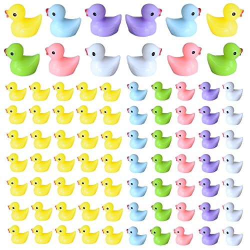 Tindobewan 100 PCS Tiny Ducks Mini Resin Ducks Miniature Duck Figures Ornament for Craft, Garden, Aquarium, Home Decorations（Multi Color） - Image 1