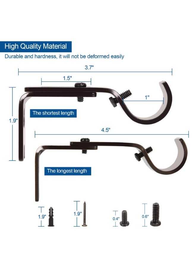 HEADVANA 4 Pcs Adjustable Curtain Rod Brackets with Screws Set, Heavy Duty Metal Curtain Pole Holder, Wall Bracket Hooks - Image 3