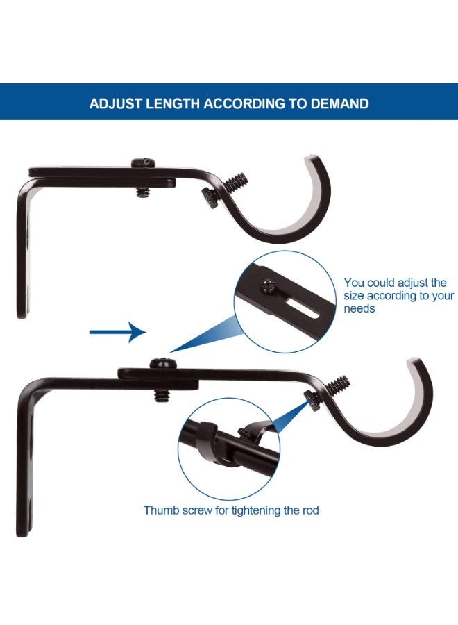 HEADVANA 4 Pcs Adjustable Curtain Rod Brackets with Screws Set, Heavy Duty Metal Curtain Pole Holder, Wall Bracket Hooks - Image 4