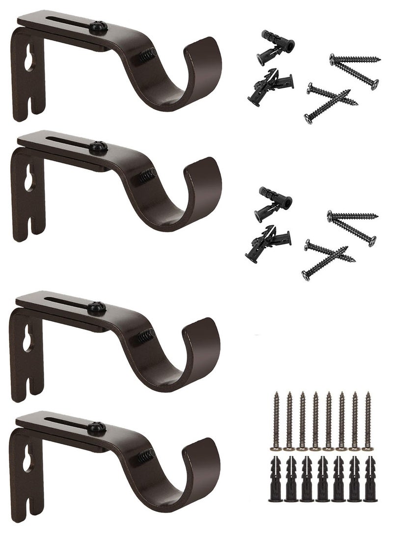 HEADVANA 4 Pcs Adjustable Curtain Rod Brackets with Screws Set, Heavy Duty Metal Curtain Pole Holder, Wall Bracket Hooks - Image 1
