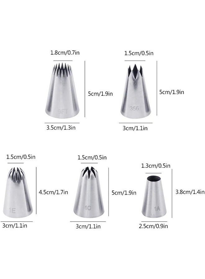 Ant Stainless Steel Large Piping Tips Set 5 Pieces Frosting Decorating Kit for Cake Cupcake Cookie Baking Home Use - Image 3