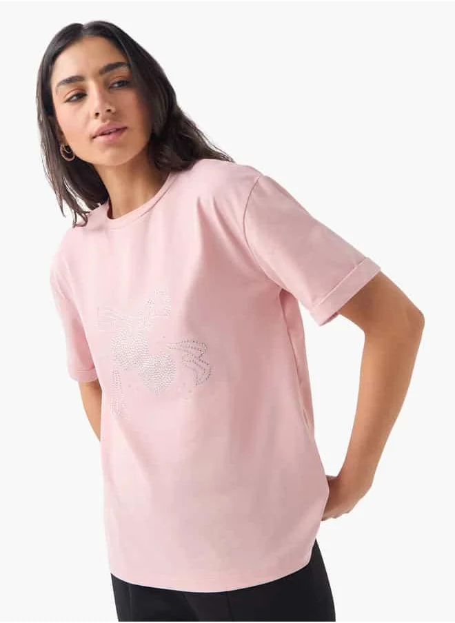 تواكستريمز 2Xtremz Butterfly Embellished T-shirt with Short Sleeves