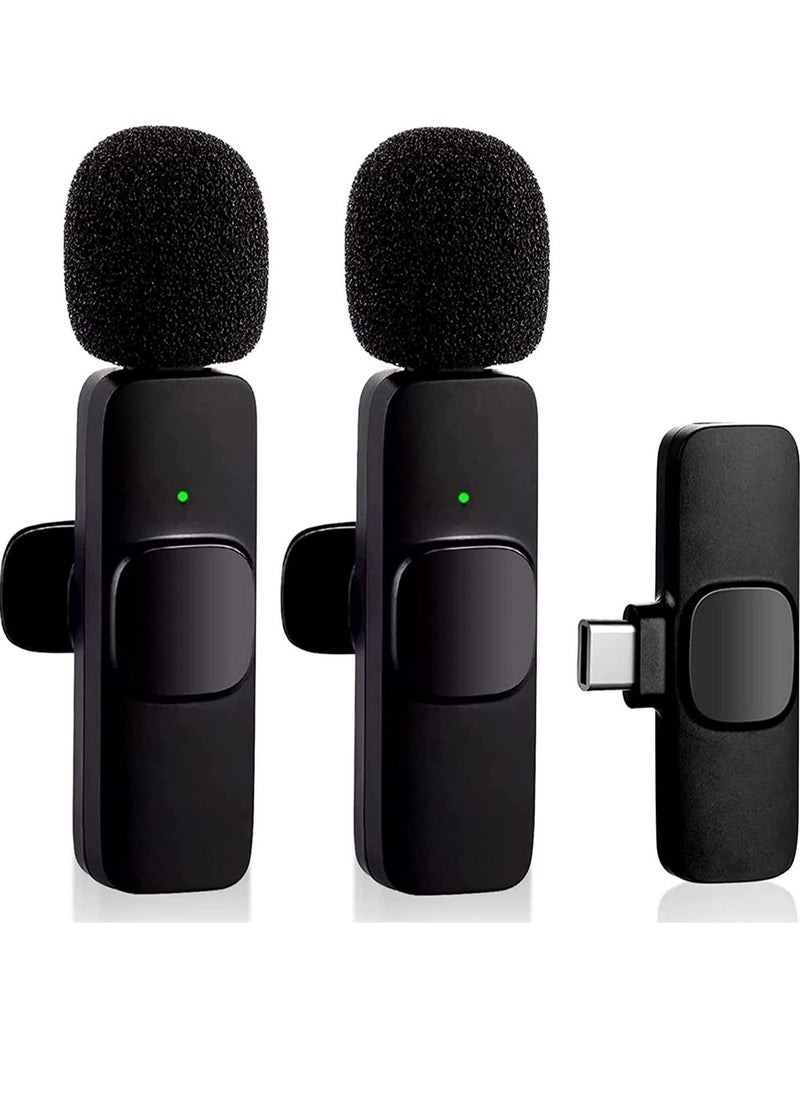 Wireless Lavalier Microphone for Type-C Phone, Plug-Play Wireless Mic with 2 Microphone for USB-C Android Phone Video Recording, Interview, Vlog, Auto Sync and Noise Reduction - Image 1