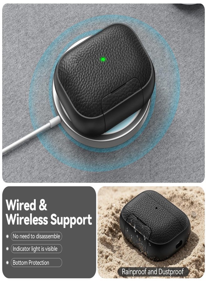 Polislime for AirPods Pro 3 Case 2025 with Magnetic Lid Lock & Phone Stand, TPU Lava Texture for AirPods Pro 3 Generation Case Cover with Wrist Strap & Cleaner, iPod Pro 3 Case for Men Women,Black - Image 5