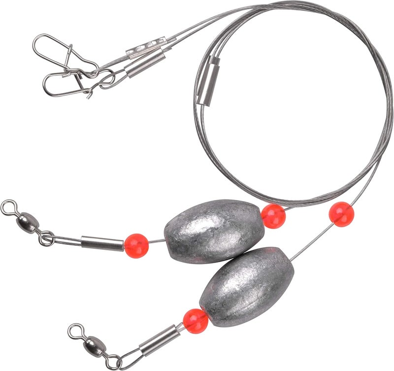 SILANON Egg Fishing Sinker Weight Rigs- 4/8pcs Flounder Rig Saltwater Stainless Steel Fishing Wire Leader with Egg Sinker Fishing Swivel Snap Connector for Trout Bottom Fishing - Image 1