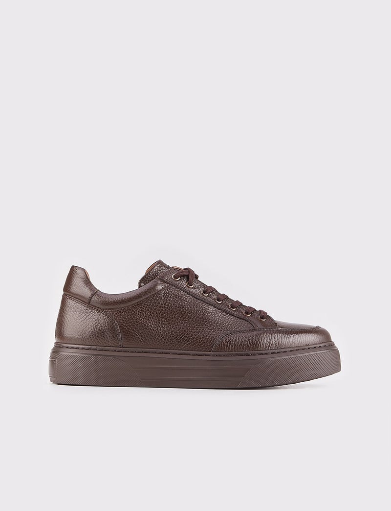 Cabani Special Design Otranto Real Deerskin Sneaker Men's Shoes 509M1522 Brown  - Image 1