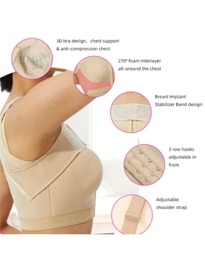 Women's bra with compression belt for use after surgery and cosmetic plastic procedures such as lifts, liposuction, and augmentation. - Image 5