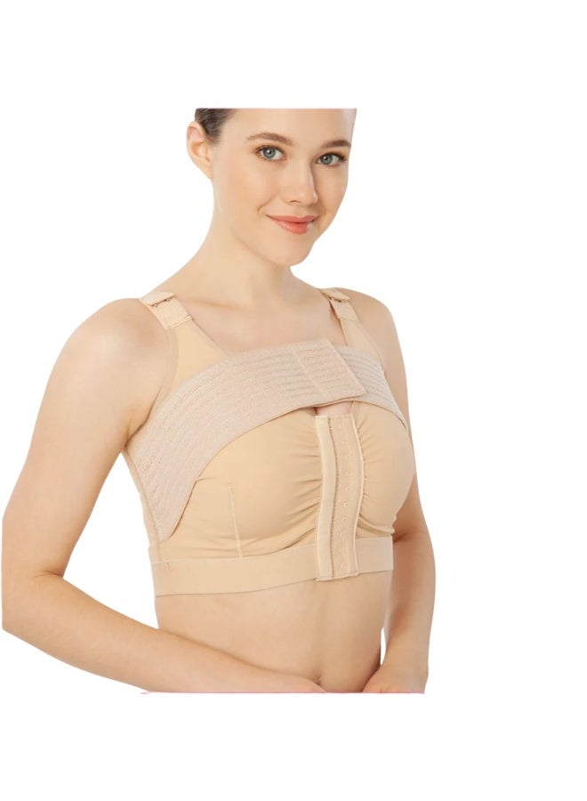 Women's bra with compression belt for use after surgery and cosmetic plastic procedures such as lifts, liposuction, and augmentation. - Image 1